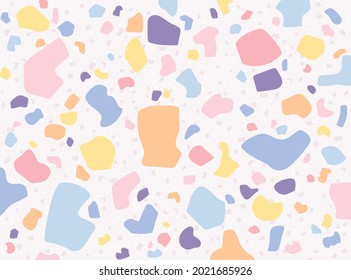 Patrón de Terrazzo en colores pastel vivos. Plantilla de diseño de patrones simple.