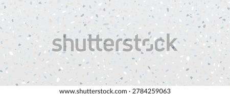 Terrazzo pattern floor with marble chips, stone fragments and elegant mosaic texture, realistic vector background. Modern interior design in classic terazzo style with white, blue and beige particles