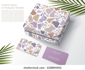 Terrazzo Pattern on Packaging Template : Gift Box and Business Card : Vector Illustration