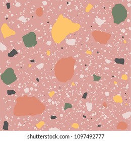 Terrazzo pattern, seamless stone texture design. Inspired by real marble, granite stone shape with Precious color vector illustration. For your unique background wallpaper in brilliant project design