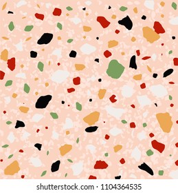 Terrazzo pattern, seamless stone texture design. Inspired by real marble, granite stone shape with Precious color vector illustration. For your unique background wallpaper in brilliant project design