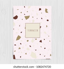 Terrazzo pattern, vector tile decoration with marble