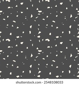Terrazzo Pavement Tie Dye Seamless Pattern. Geometric Monochrome Marble Textile Imitation. Shibory Minimalism Background. Mosaic Ink. Japan Design. White and Black  Geometric Art Print.