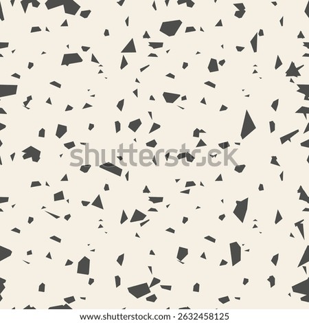 Terrazzo Pavement Tie Dye Seamless Pattern. Shibory Minimalism Background.  Geometric Art Print. Mosaic Ink. Japan Design. Geometric Monochrome Marble Textile Imitation. White and Black