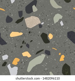 Terrazzo polished stone trendy vector abstract background. Italian and classic venetian style. Seamless pattern for home decore, textile, wallpaper, tile, wrapping