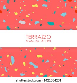 Terrazzo salmon color seamless pattern design. Abstract background pastel color wallpaper vector.
