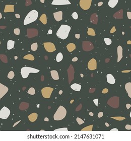 Terrazzo seamless background. Endless pattern for fabric, wallpaper, stoneware. Vector illustration in flat style.