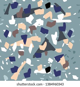 Terrazzo seamless pattern. Abstract pattern curved shape background. Abstract painting template. Handmade texture pattern. 