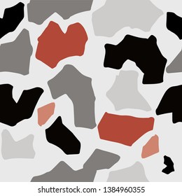 Terrazzo seamless pattern. Abstract pattern curved shape background. Abstract painting template. Handmade texture pattern. 