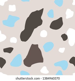 Terrazzo seamless pattern. Abstract pattern curved shape background. Abstract painting template. Handmade texture pattern. 