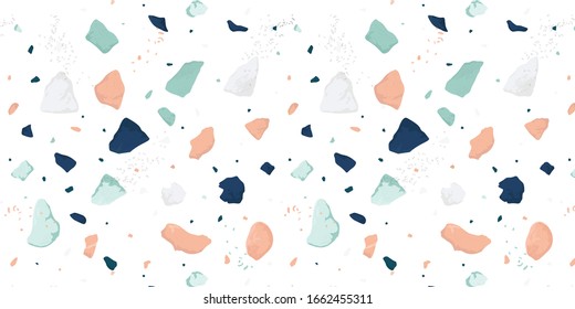 Terrazzo seamless pattern background. Trendy stone texture,wallpaper,packaging,notebook cover,fabric design.