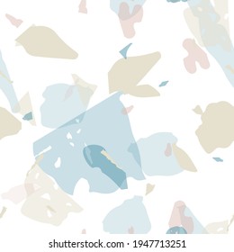 Terrazzo seamless pattern. Blue classic flooring texture. Terrazzo  seamless pattern in cool colors.  Background made of natural stones, granite, quartz, marble, concrete. 