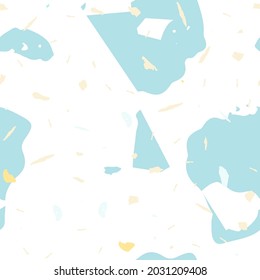Terrazzo seamless pattern. Blue classic flooring texture. Background made of natural stones, granite, quartz, marble, concrete.  Terrazzo  seamless pattern in cool colors. 