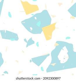 Terrazzo seamless pattern. Blue classic flooring texture. Background made of natural stones, granite, quartz, marble, concrete.  Terrazzo  seamless pattern in cool colors. 
