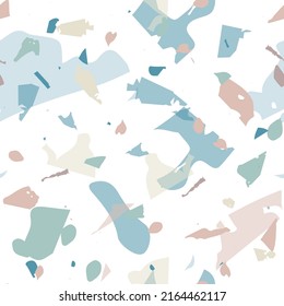 Terrazzo seamless pattern. Blue classic flooring texture. Background made of natural stones, granite, quartz, marble, concrete.  Terrazzo  seamless pattern in cool colors. 