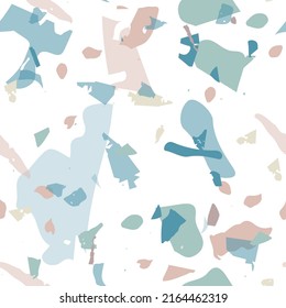 Terrazzo seamless pattern. Blue classic flooring texture. Background made of natural stones, granite, quartz, marble, concrete.  Terrazzo  seamless pattern in cool colors. 