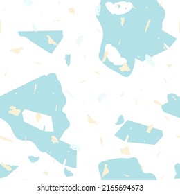 Terrazzo seamless pattern. Blue classic flooring texture. Terrazzo  seamless pattern in cool colors.  Background made of natural stones, granite, quartz, marble, concrete. 