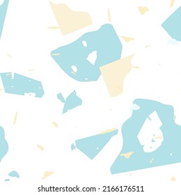 Terrazzo seamless pattern. Blue classic flooring texture. Background made of natural stones, granite, quartz, marble, concrete.  Terrazzo  seamless pattern in cool colors. 