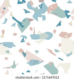Terrazzo seamless pattern. Blue classic flooring texture. Background made of natural stones, granite, quartz, marble, concrete.  Terrazzo  seamless pattern in cool colors. 