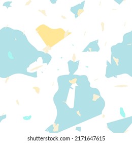 Terrazzo seamless pattern. Blue classic flooring texture. Terrazzo  seamless pattern in cool colors.  Background made of natural stones, granite, quartz, marble, concrete. 