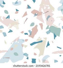 Terrazzo seamless pattern. Blue classic flooring texture. Background made of natural stones, granite, quartz, marble, concrete.  Terrazzo  seamless pattern in cool colors. 