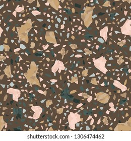 Terrazzo seamless pattern. Broken stone mosaic.