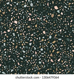 Terrazzo seamless pattern. Broken stone mosaic.