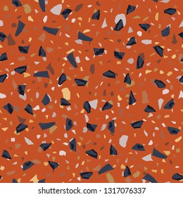 Terrazzo seamless pattern. Broken stone mosaic.