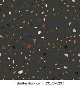 Terrazzo seamless pattern. Broken stone mosaic.