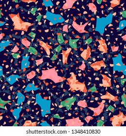 Terrazzo seamless pattern. Broken stone mosaic.