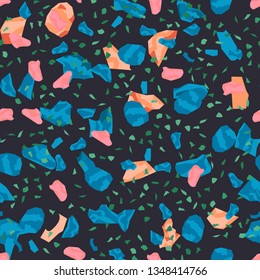 Terrazzo seamless pattern. Broken stone mosaic.