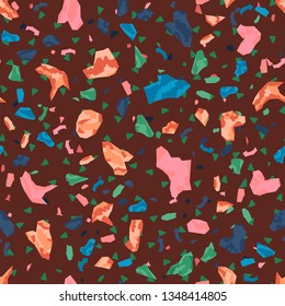 Terrazzo seamless pattern. Broken stone mosaic.