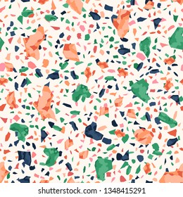 Terrazzo seamless pattern. Broken stone mosaic.
