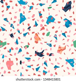Terrazzo seamless pattern. Broken stone mosaic.