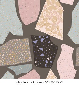 Terrazzo seamless pattern. Broken stone mosaic.