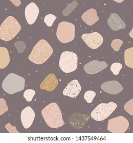 Terrazzo seamless pattern. Broken stone mosaic.