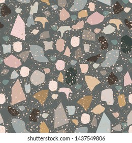 Terrazzo seamless pattern. Broken stone mosaic.