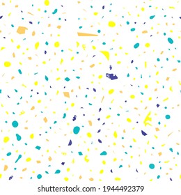 Terrazzo seamless pattern. Colorful classic flooring texture. Bold background made of natural stones, granite, quartz, marble, and concrete. Unusual seamless terrazzo.