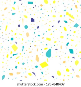 Terrazzo seamless pattern. Colorful classic flooring texture. Bold background made of natural stones, granite, quartz, marble, and concrete. Unique seamless terrazzo.