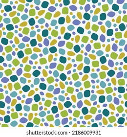 Terrazzo seamless pattern with colorful elements on white background. Perfect for greeting card, wallpaper, wrapping paper, fabric. Vector illustration