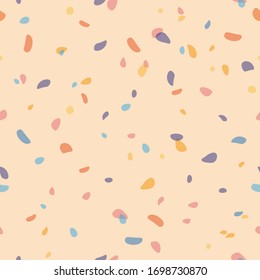 Tapa de terrazo sin fisuras con piezas coloridas. Textura de mármol realista con fragmentos de piedra. Baldosas minimalistas modernas para la decoración interior. Ilustración del vector