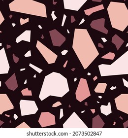 Terrazzo seamless pattern with colorful rock pieces. Abstract Vector backdrop. Modern vector illustration for fabric print, wrapping paper.