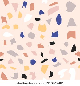 Terrazzo seamless pattern. Colorful vector background with abstract print. Ornament for fabric and interior design