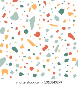 Terrazzo seamless pattern. Colorful vector background with abstract print. Ornament for fabric and interior design