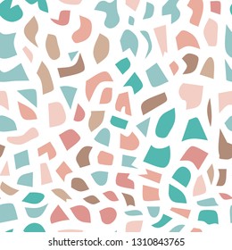 Terrazzo seamless pattern. Colorful vector background with abstract print. Ornament for fabric and interior design