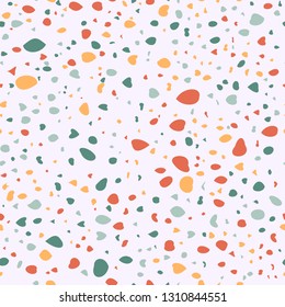 Terrazzo seamless pattern. Colorful vector background with abstract print. Ornament for fabric and interior design