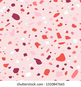 Terrazzo seamless pattern. Colorful vector background with abstract print. Ornament for fabric and interior design