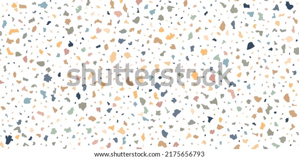 Terrazzo\
seamless pattern composed of pieces of granite, quartz, glass and\
stone. Marble floor texture. White classic paving design. Abstract\
wall background. Retro venetian stone\
material