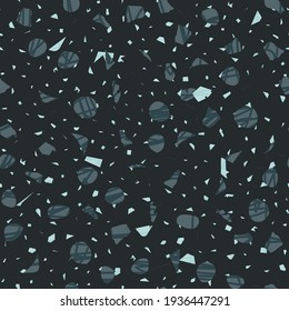 Terrazzo seamless pattern. Dark classic flooring texture. Classic background made of natural stones, granite, quartz, marble, and concrete. Breathtaking seamless terrazzo.