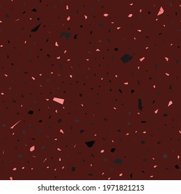 Terrazzo seamless pattern. Dark classic flooring texture. Breathtaking background made of natural stones, granite, quartz, marble, and concrete. Bizarre seamless terrazzo.